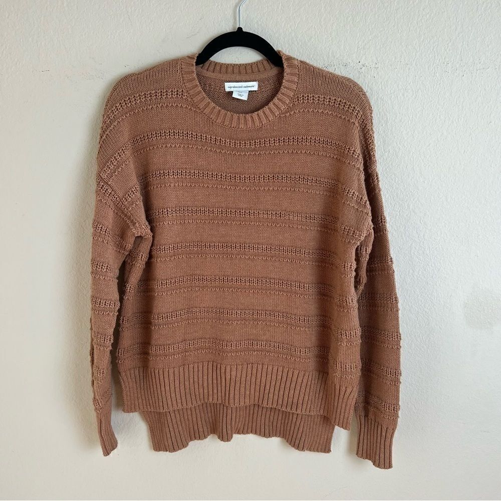 Cupcakes And Cashmere Knit Sweater Womens Small Brown Soft Round Neck Neutral
